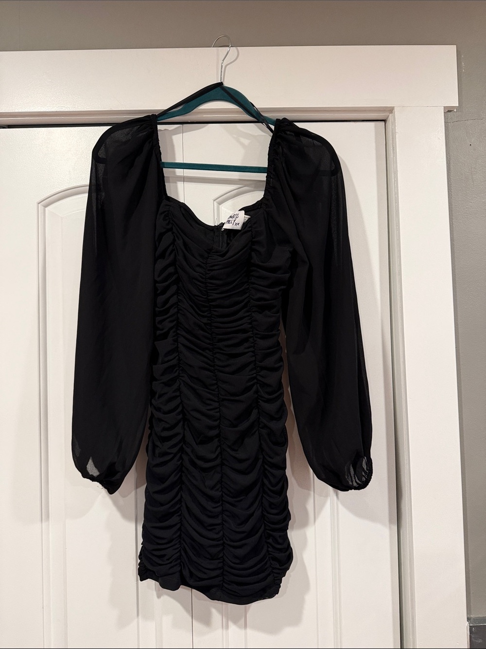 Princess Polly Black Ruched Long-Sleeve Mini Dress 8